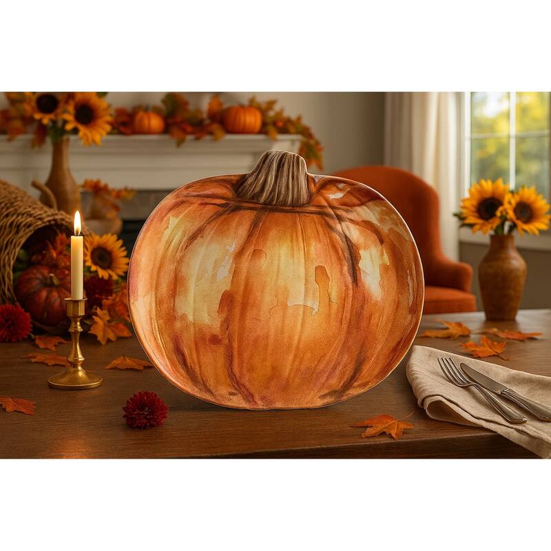 Abode Homewares Harvest Pumpkin Melamine Serving Platter - Orange - 11.6" x 10.1"