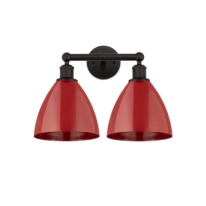 Innovations Lighting 616-2W-12-17 Plymouth Vanity Plymouth Dome 2 - Oil Rubbed Bronze / Red