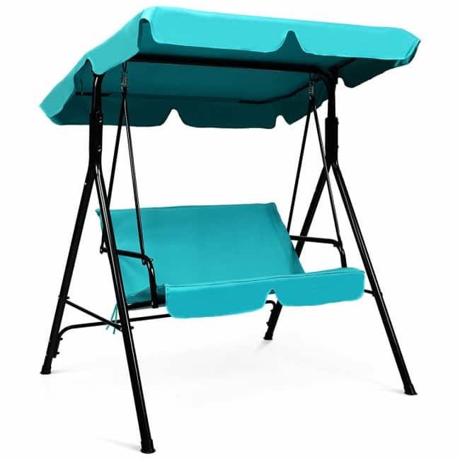2 Person Weather Resistant Canopy Swing for Porch Garden Backyard Lawn - 55.0" x 43.5" x 60.5" (L x W x H)