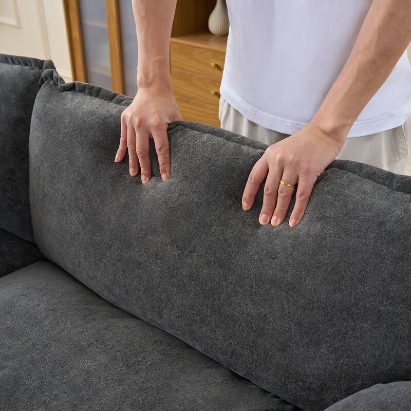 Oversized Chenille 2-Seater Cloud Couch, Deep Seat Loveseat for Living Room, Bedroom & Office