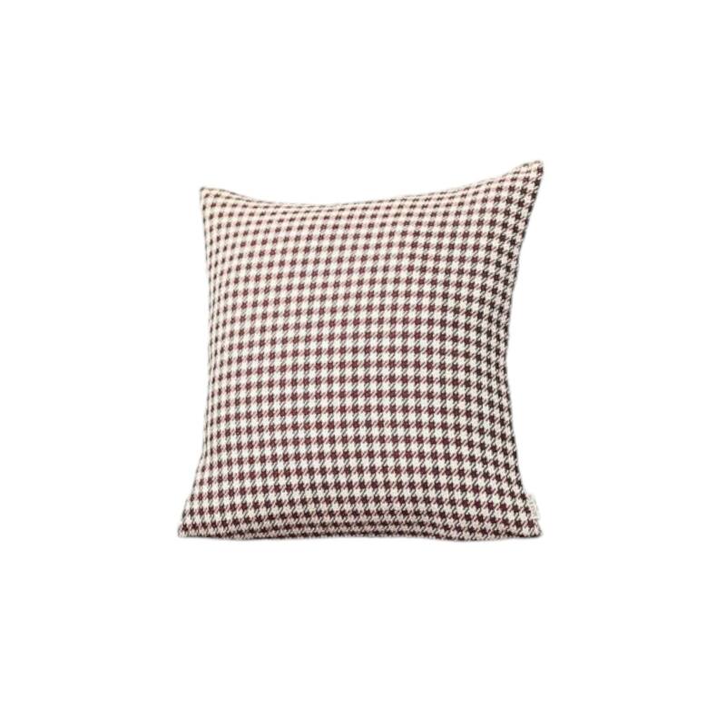 Set Of Two 18" X 18" Red Polyester Houndstooth Zippered Pillow