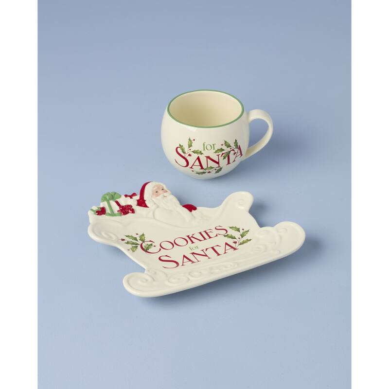 Lenox Holiday Cookies & Milk for Santa 2-Piece Set