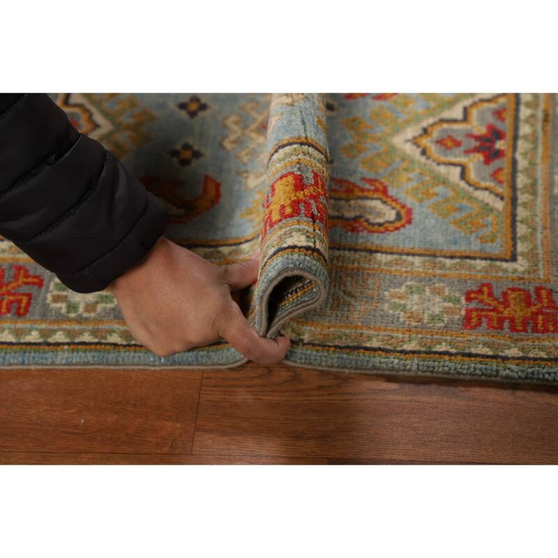 Geometric Kazak Oriental Accent Rug Hand-Knotted Wool Carpet - 2'0" x 3'0"