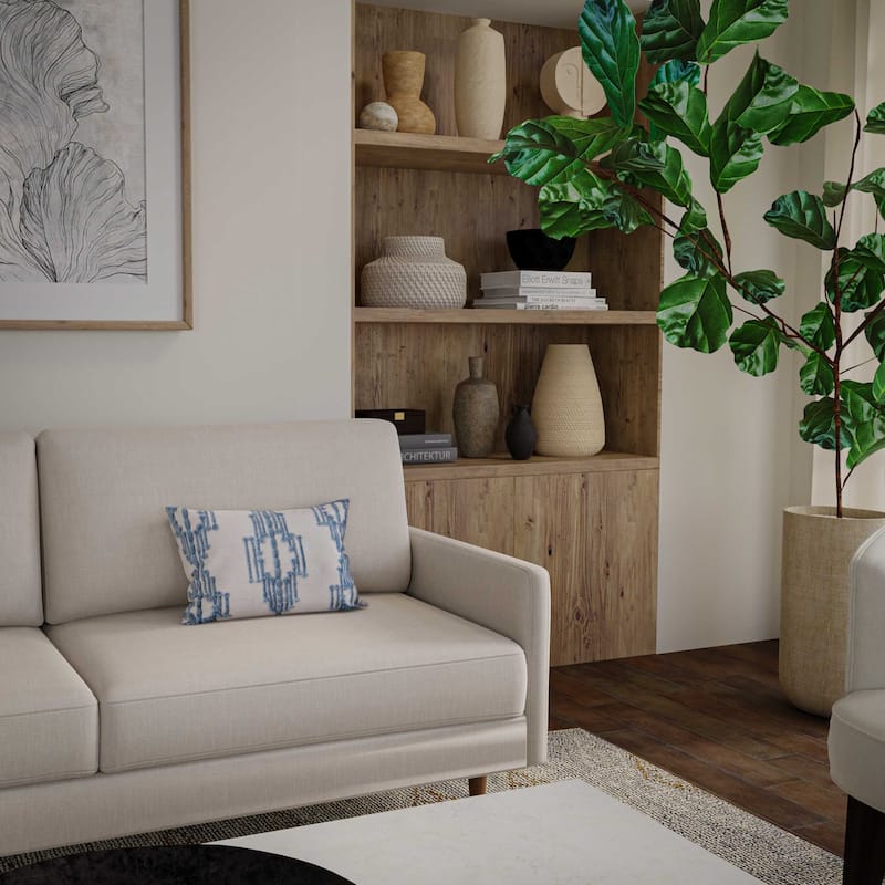 Rizzy Collection Natural/Blue Medallion Modern Lumbar Throw Pillow