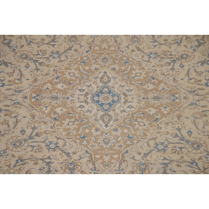 Traditional Kashan Persian Vintage Area Rug Hand-knotted Wool Carpet - 9'7" x 12'6"