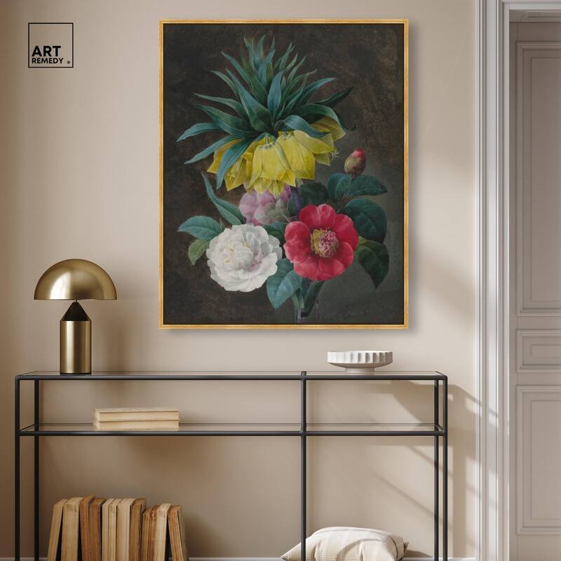 Four Peonies and a Crown Canvas by Art Remedy