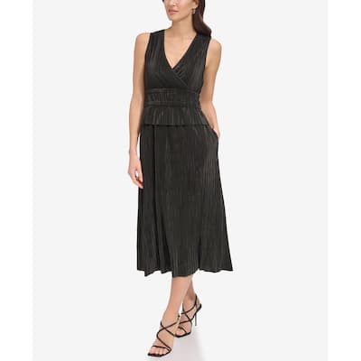 DKNY Sleeveless Plisse Midi Dress