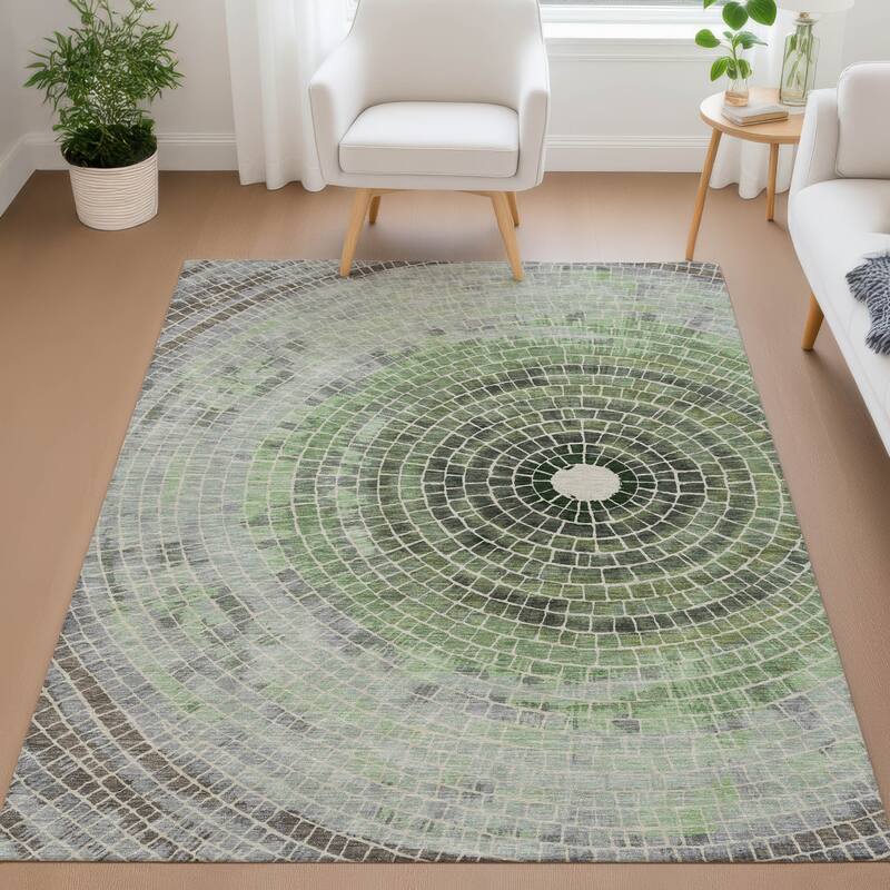 Machine Washable Indoor/ Outdoor Mosaic Rome Chantille Rug