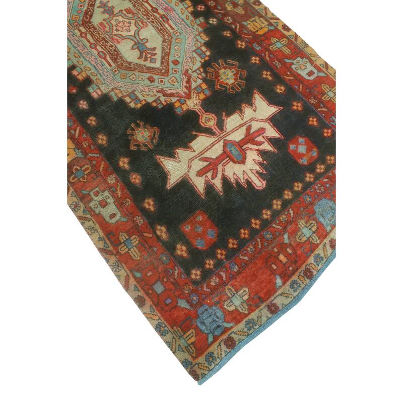 Vintage Distressed Nuno Charcoal/Rust Runner - 3'5" x 9'10"