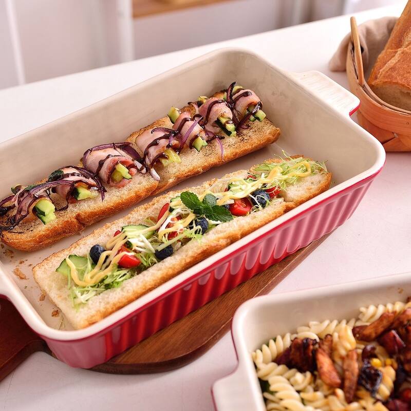 MALACASA Series Bake.Bake, Rectangle Porcelain Bakeware Set