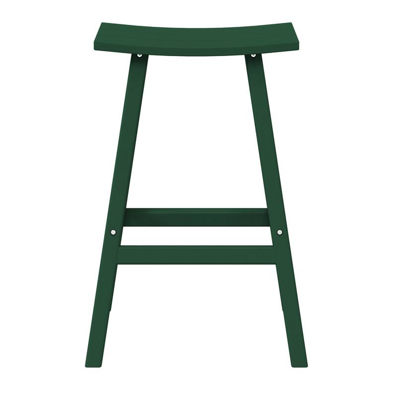 Laguna Hdpe All Weather Outdoor Patio 29" Saddle Seat Bar Stool - Dark Green