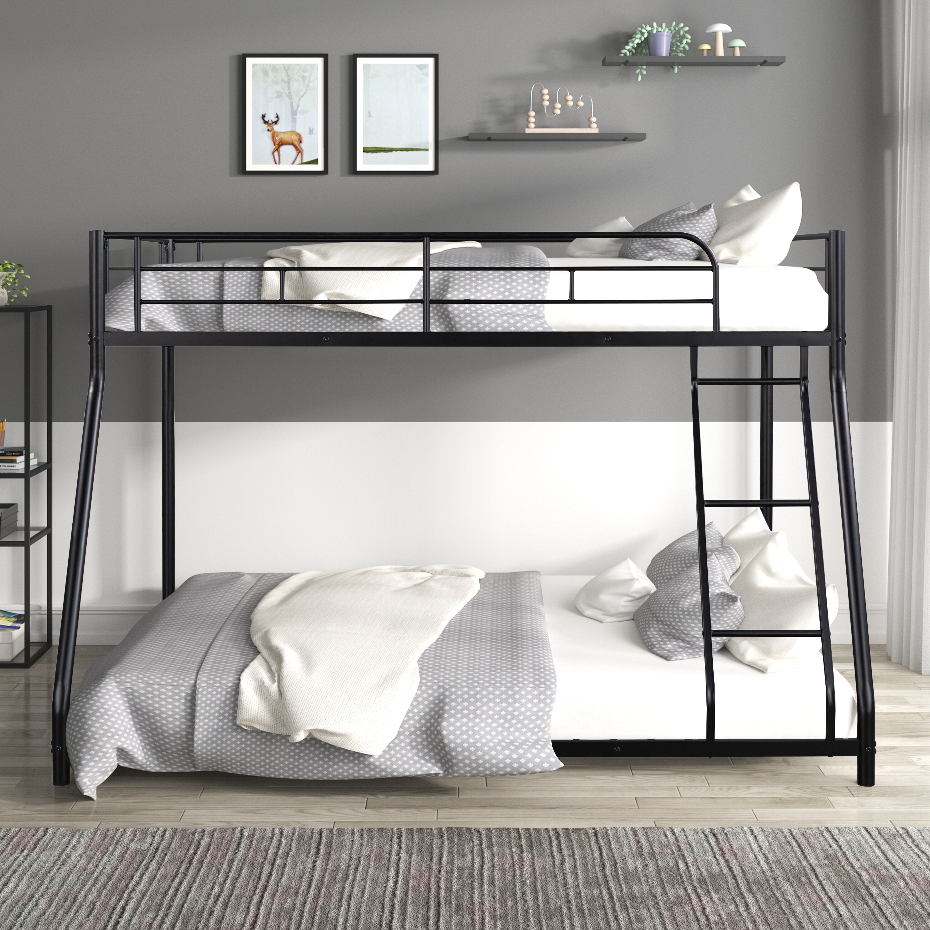 Industrial Modern Twin over Twin Bunk Bed with Sturdy Metal, Safety