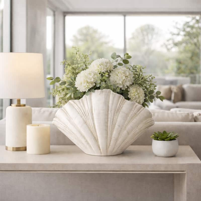 Decorative Scallop Shell Figurine - 22", White - 22.0" - White - 22.0"