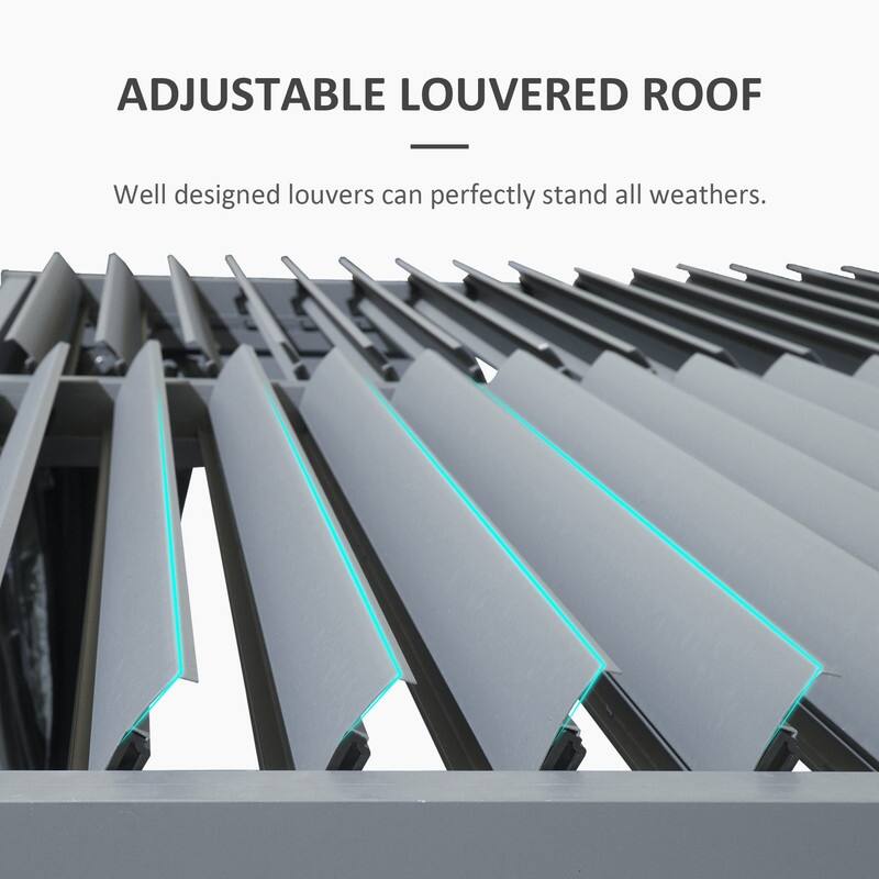 Domi Louvered Pergola 10' x 10', Aluminum Outdoor Pergola with Adjustable Louvers, Full Aluminum Frame, Built-in Gutter System
