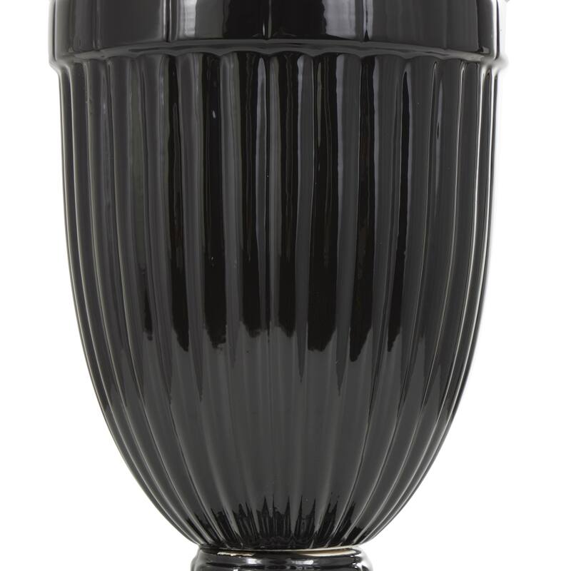 Ceramic Living Room Decorative Jars with Grooves and Lid - Gold, Silver, Black, White - Roche River Decor