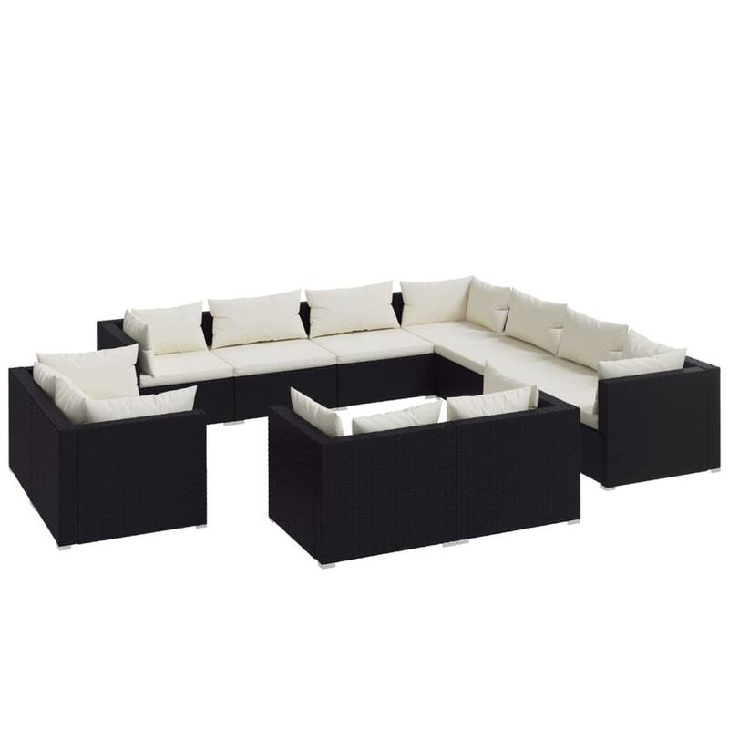 vidaXL Patio Lounge Set Outdoor Sectional Sofa Set Table Garden Poly Rattan