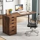 preview thumbnail 11 of 36, 47-inch Computer Desk with 5-drawer, Wood and Metal Writing Desk for Study Living Room Brown Drawer+Black