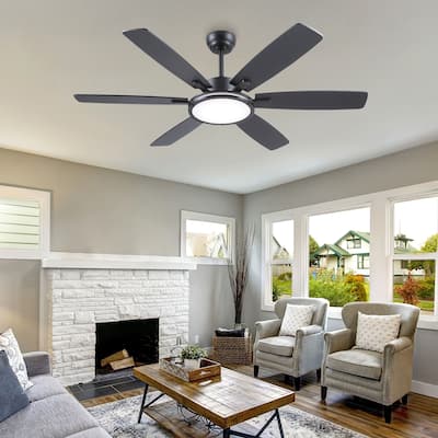 52" Ceiling Fan with Light and Remote,3 Color LED Light,Retracable Blades - 52 Inches