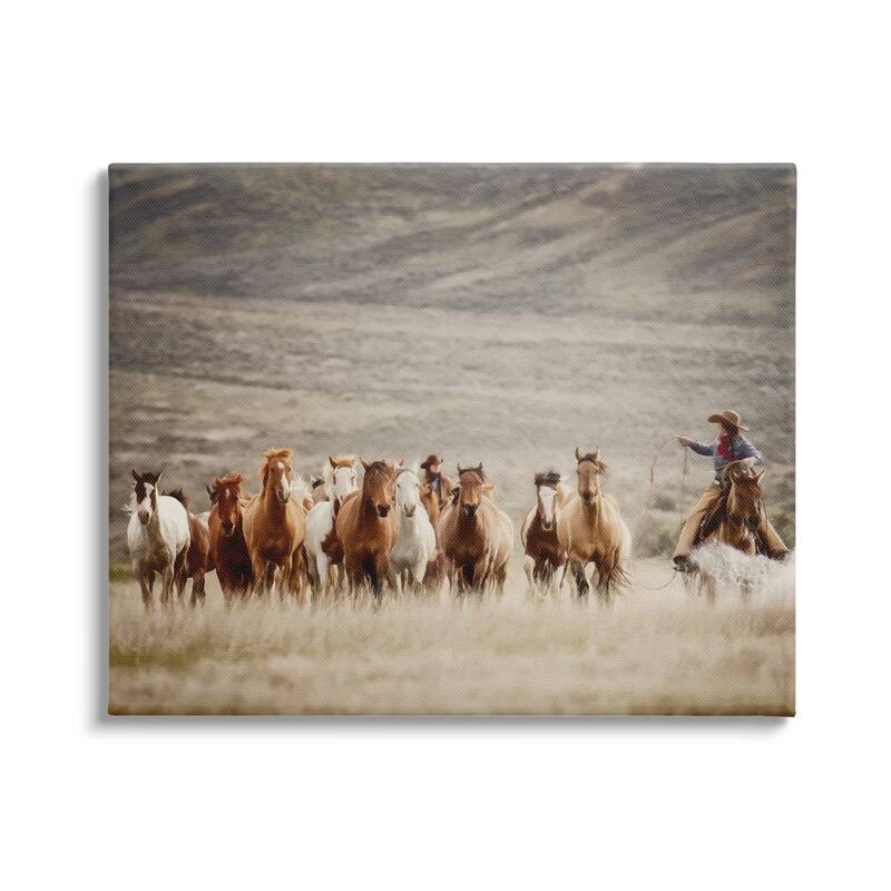 Stupell Cowboy Herding Horses Canvas Wall Art Design by PBurchettePhoto - 30 x 24