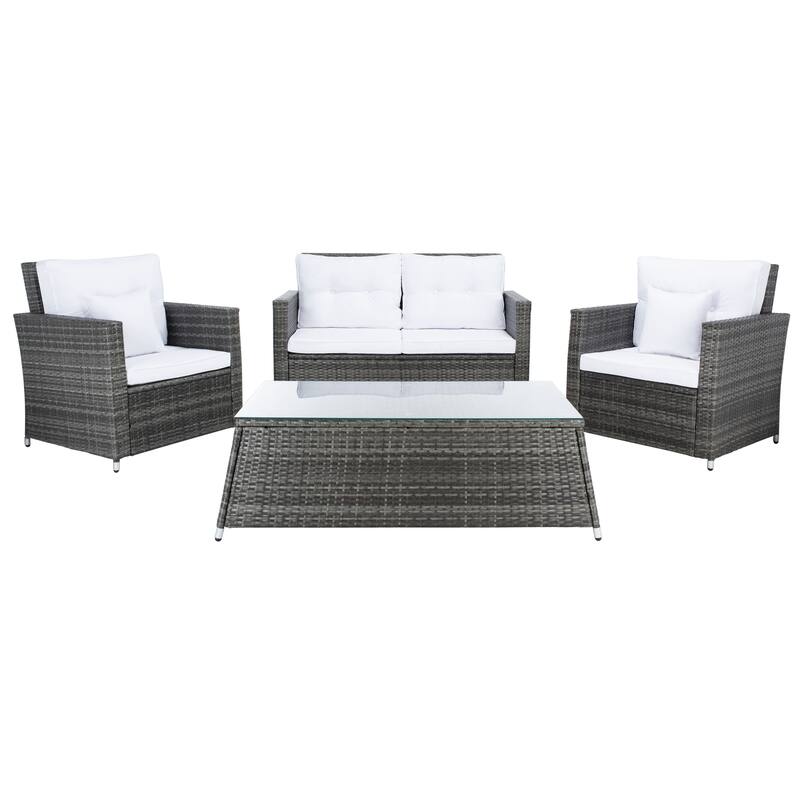 SAFAVIEH Outdoor Living Lorma 4-Piece Patio Set - 55"W x 32"D x 33"H