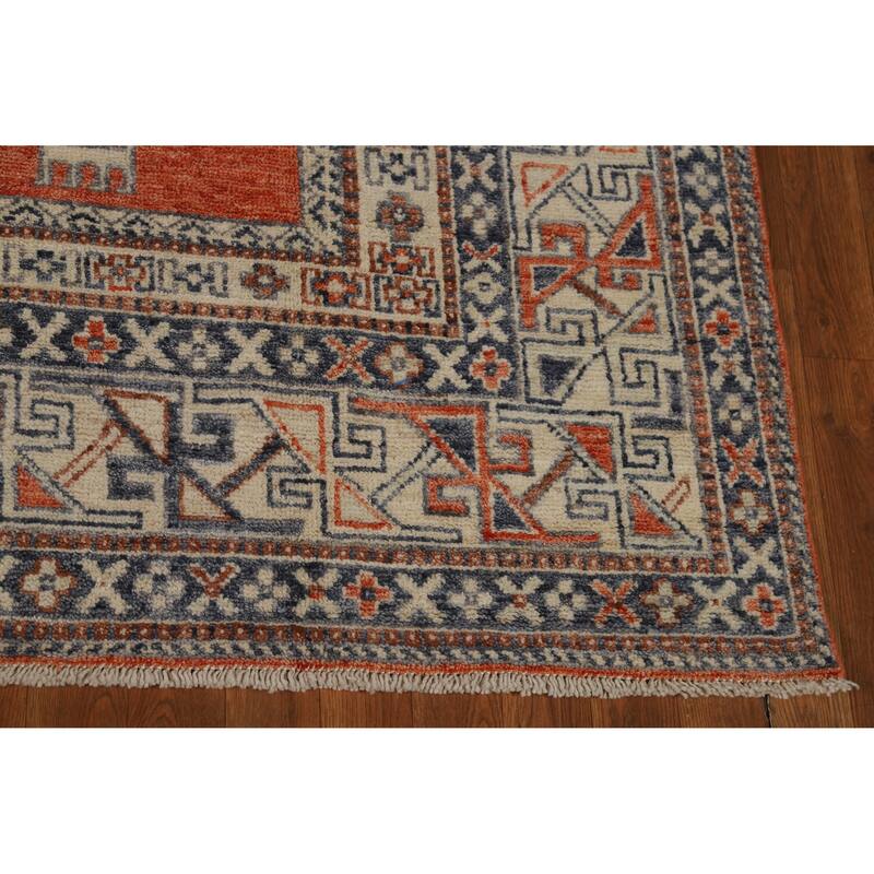 Hand Knotted Oriental 100% Wool Carpet Transitional Tribal Oranges & Rust Oushak Area Rug - 8' 11'' X 6' 5''