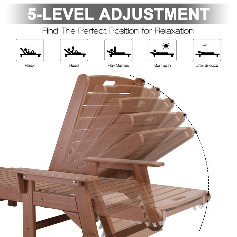 Outdoor High-density Polyethylene Reclining Chaise Lounge