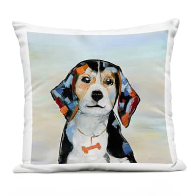 Stupell Beagle with Bone Collar Printed Outdoor Throw Pillow Design by Sally Swatland