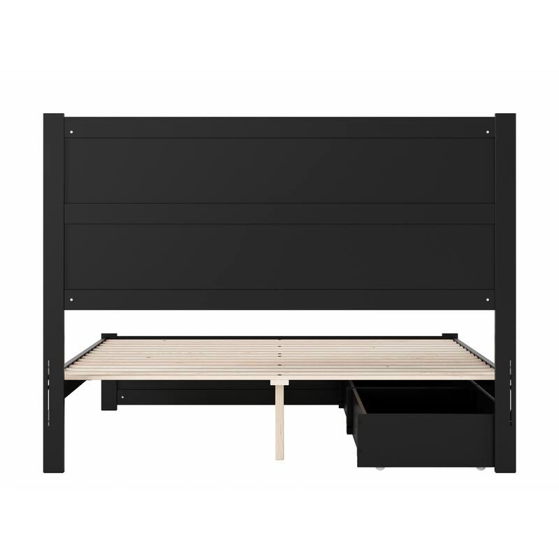 Aveline Wood Platform Bed with Matching Footboard & Storage Drawers