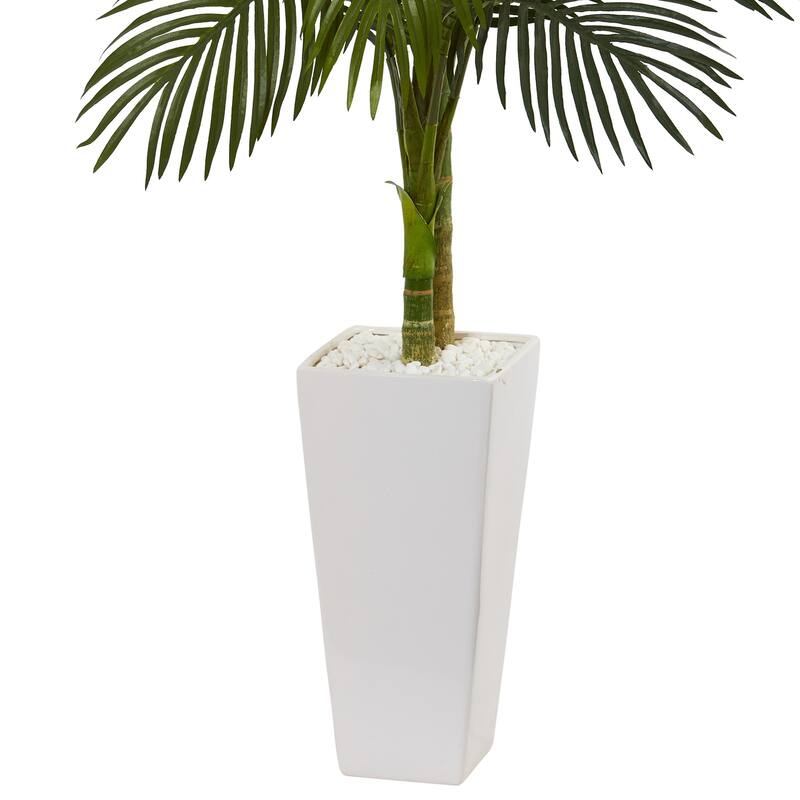 Artificial Palm Tree 5ft Indoor Tropical Tree in Planter - Golden Cane Palm Decor - Green - 61 Inches and Over