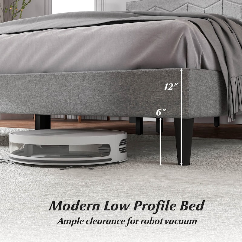 Costway Twin/Full/Queen Size Bed Frame with Linen Fabric Upholstered