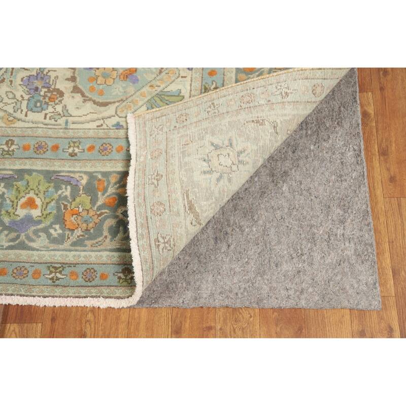 Hand Knotted Oriental 100% Wool Carpet Traditional Floral Purples Tabriz Area Rug - 11' 0'' X 8' 2''