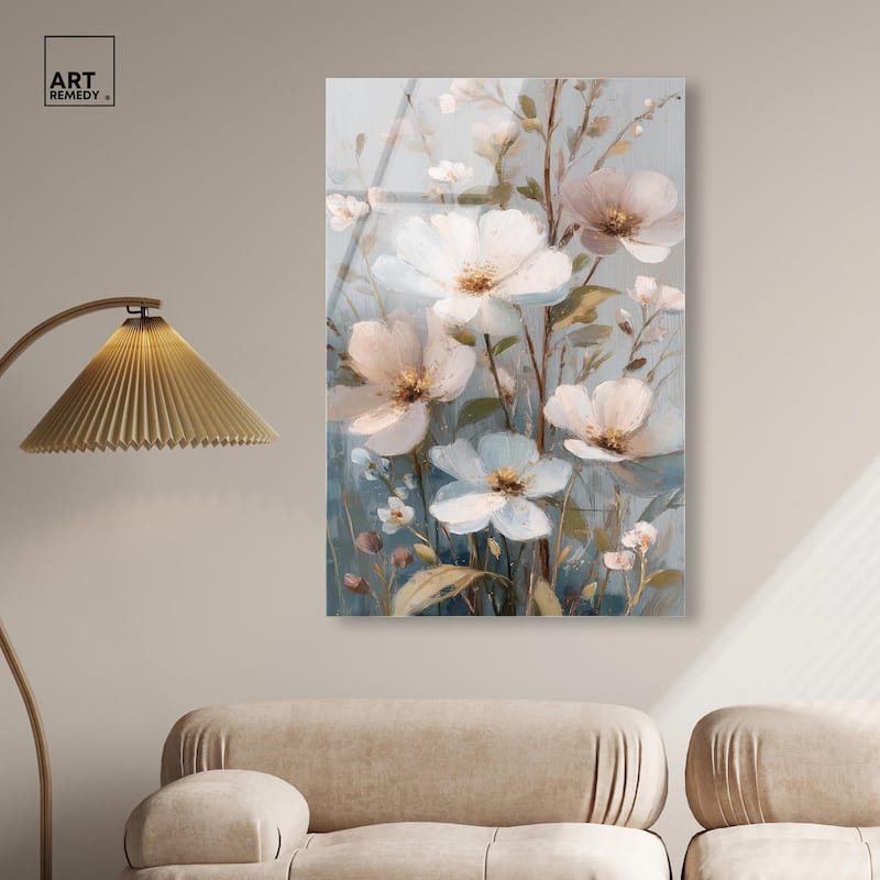 Vintage White Meadow Acrylic by Art Remedy, Ready to Hang