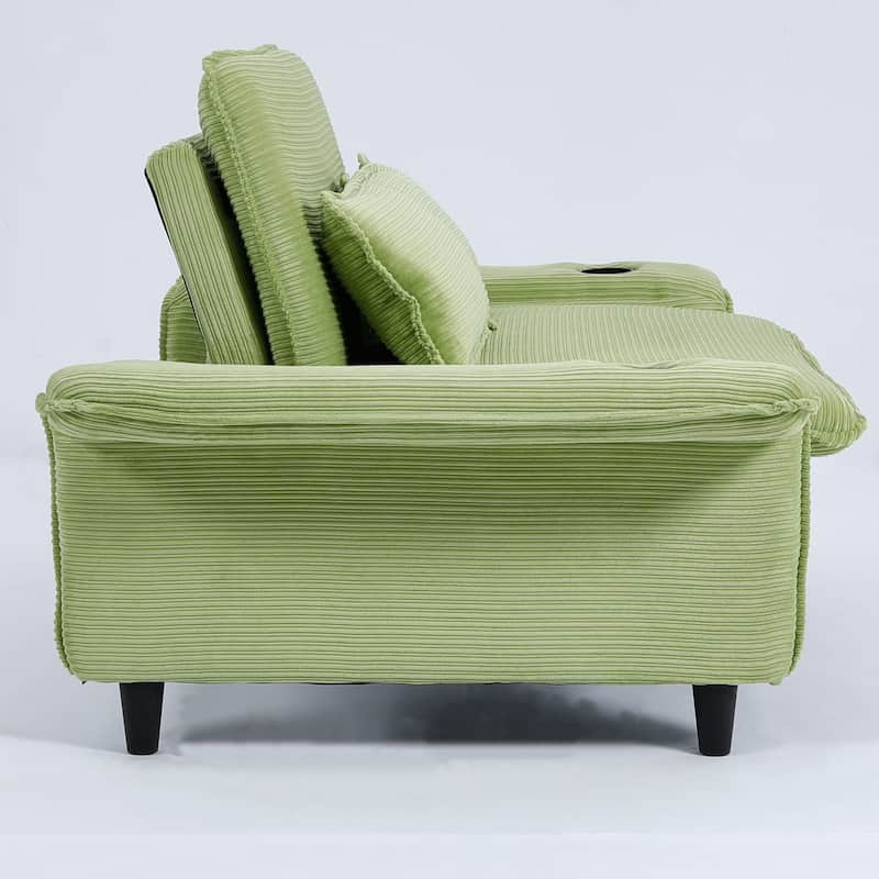 65.74-inch pink letter striped fabric multi-functional sofa bed,armrests and backrests are adjustable