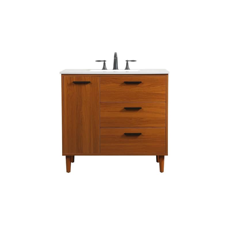 Elegant Lighting VF47036M Baldwin 36" Free Standing Single Basin - Teak - Wood Finish