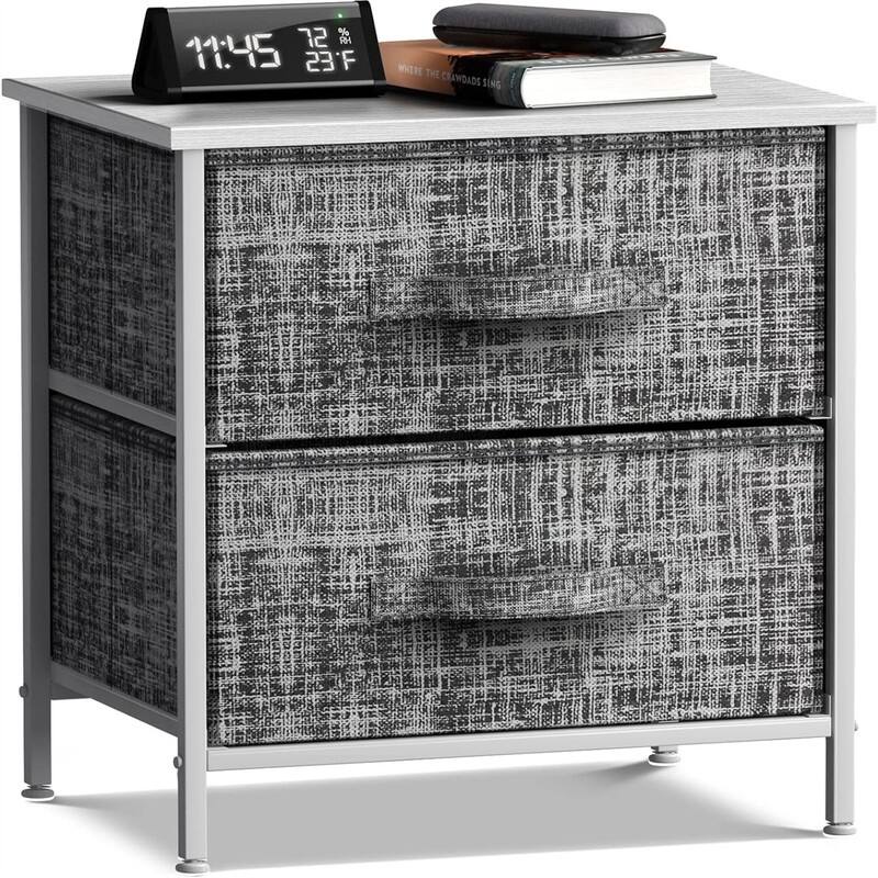 Nightstand with 2 Drawers - Gray/White