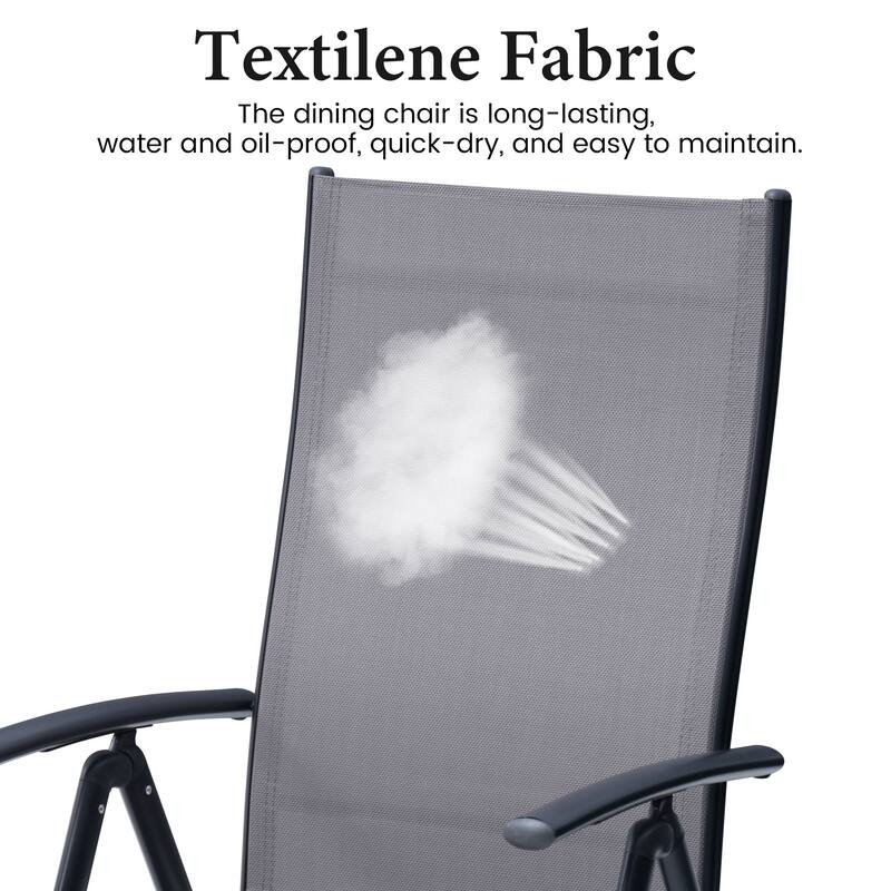 7-Piece Outdoor Patio Dining Set Expandable Rectangular Aluminum Dining Table Folding Chairs