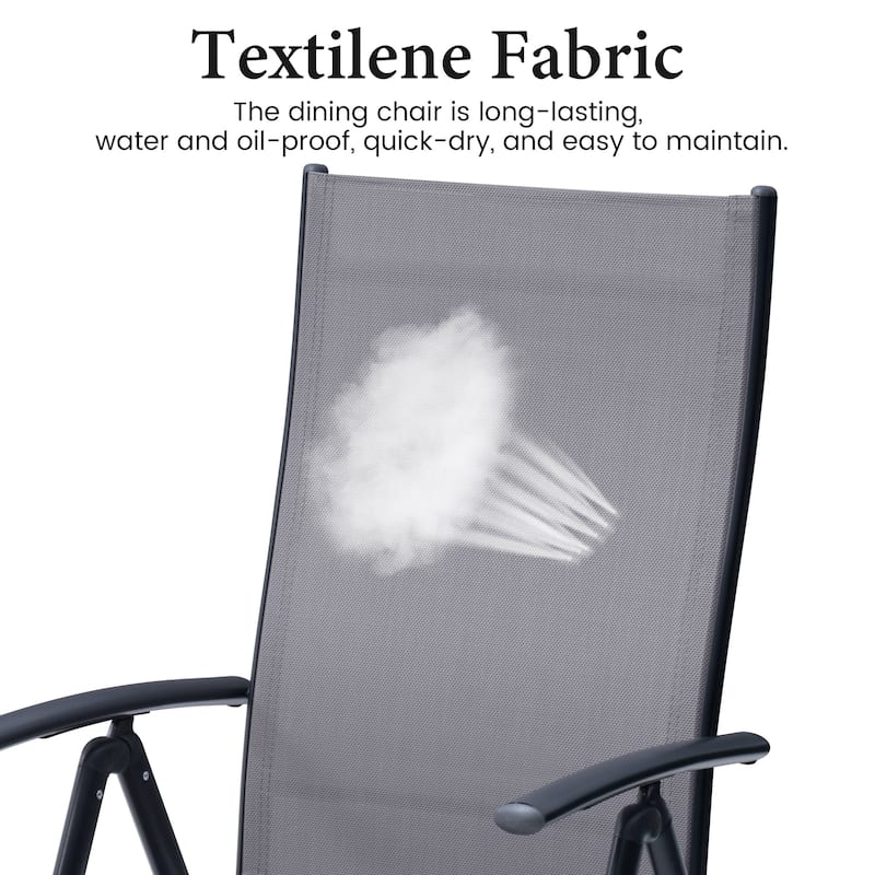 2/4-piece Folding Patio Chair Set Outdoor Adjustable Dining Chair