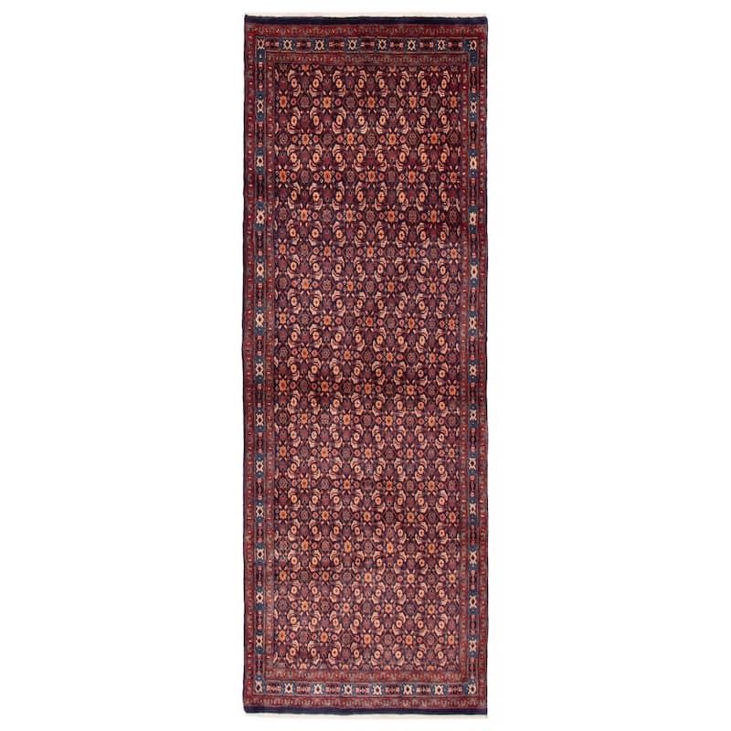 ECARPETGALLERY Hand-knotted Andelz Navy Wool Rug - 3'3 x 9'10 - Dark Navy - 3'3 x 9'10
