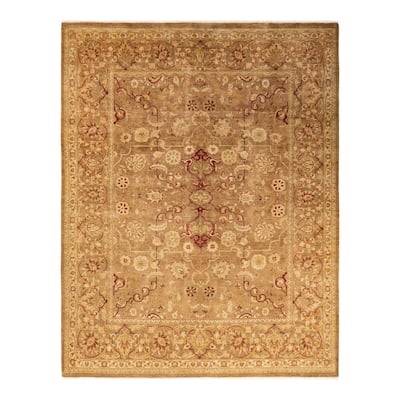 Overton Hand Knotted Wool Vintage Inspired Modern Contemporary Eclectic Yellow Area Rug - 7' 10" x 10' 1"