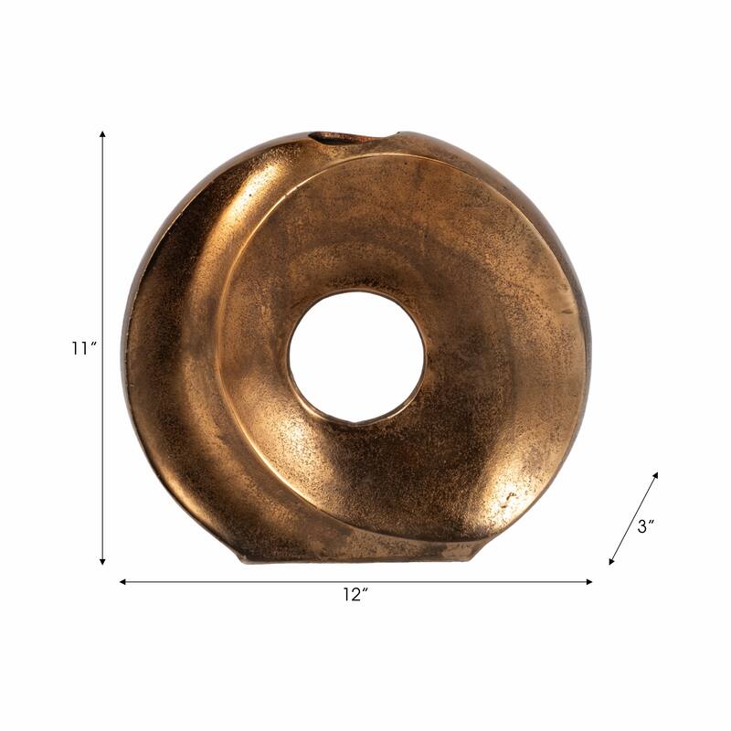 Sagebrook Home Belvine, Metal Cutout Vase, Bronze, Round, Solid Color