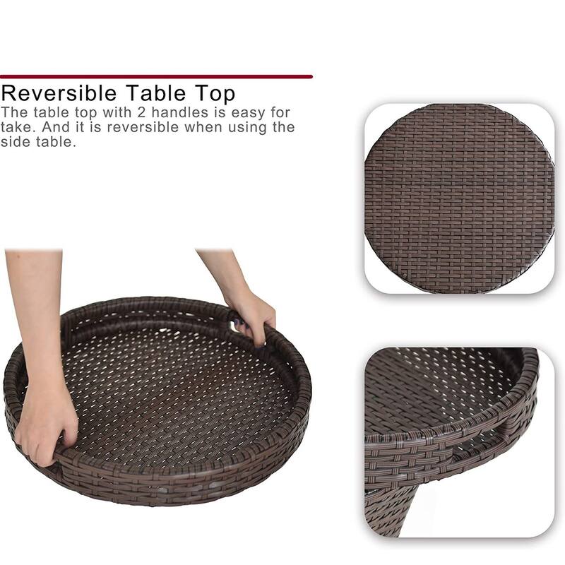 20 Inch Wide Patio Accent Side Table with Storage
