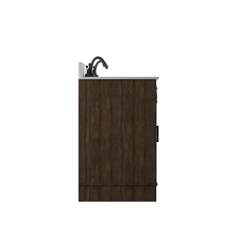 60" Sliding Barn Door Double Sink Bathroom Vanity with 4 Woven Baskets