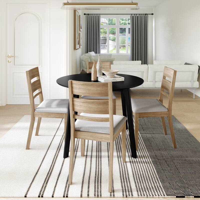 CraftPorch Elegance 4-Piece Chair and Round Table Wooden Dining Set