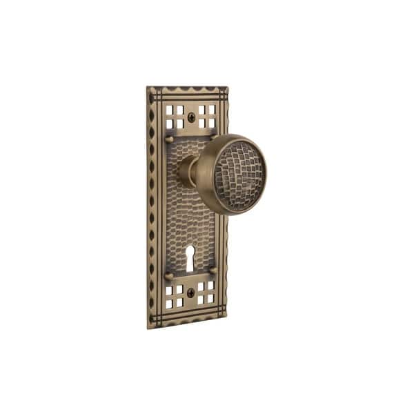 Classic Rosette 2-3/8 in. Backset Antique Brass Privacy Bed/Bath Deco Door Knob