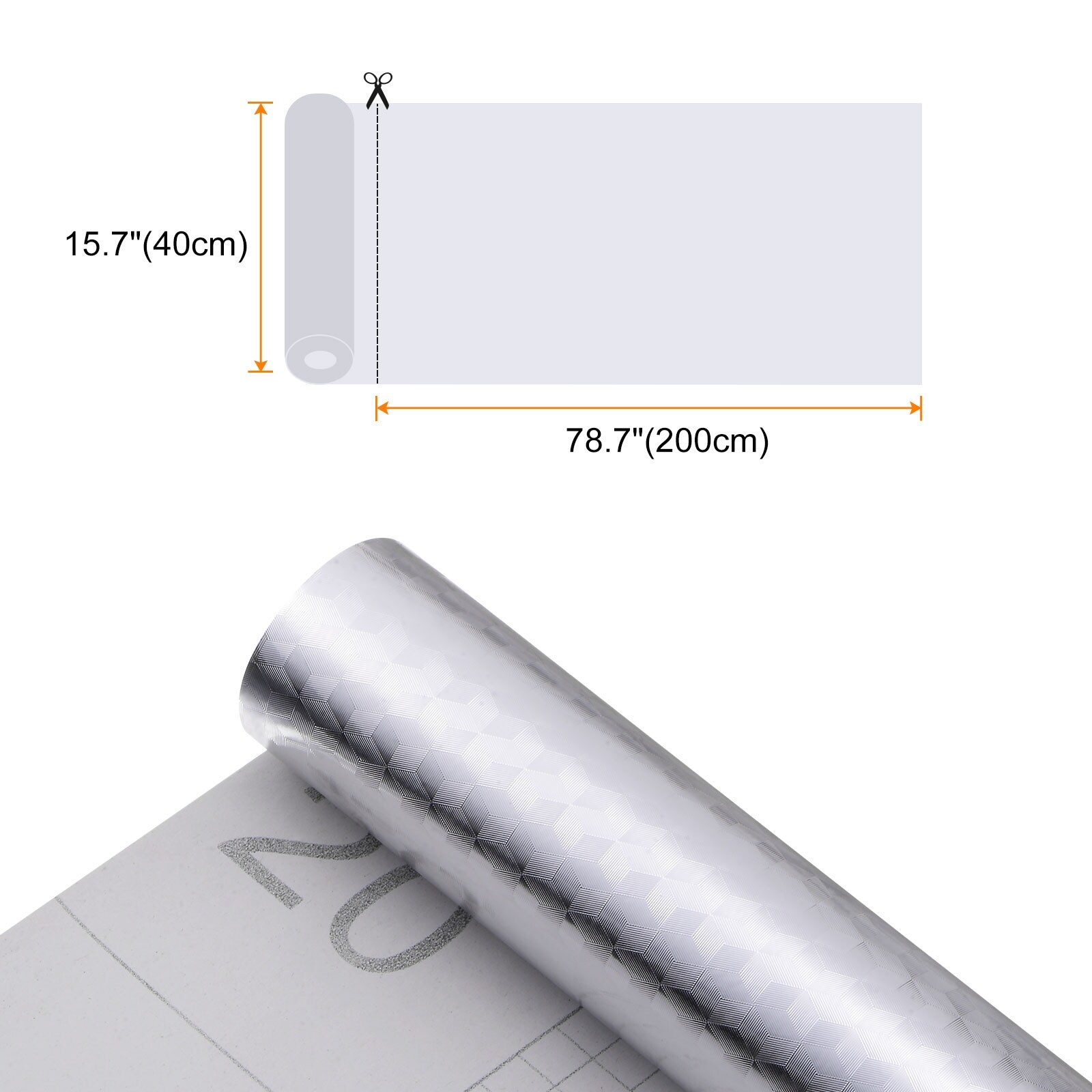Silver Stainless Steel Contact Paper 15.7x78.7 Wallpaper Peel and Stick  Wall Paper Waterproof Easily Removable Self-Adhesive Film Wall Covering for