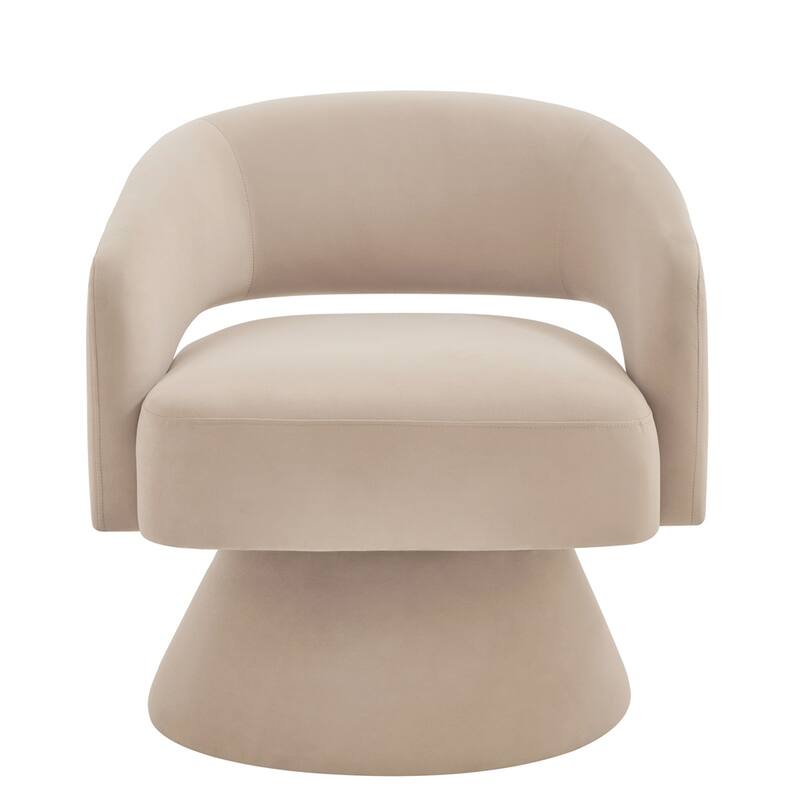 Modern Upholstered Velvet Swivel Barrel Chair with Armrest