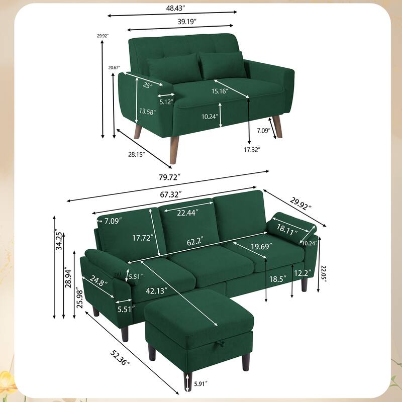 3 Pieces Living Room Set