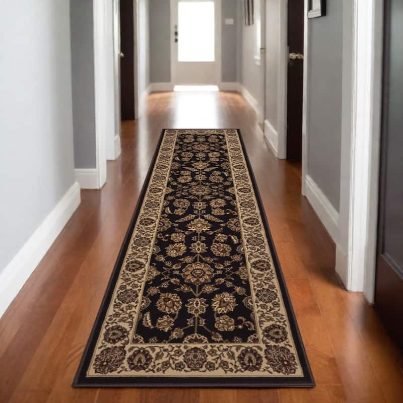 HomeRootsOriental Traditional Runner Area Rug - 92.52' X '26.77' X '0.43 - Brown/Ivory