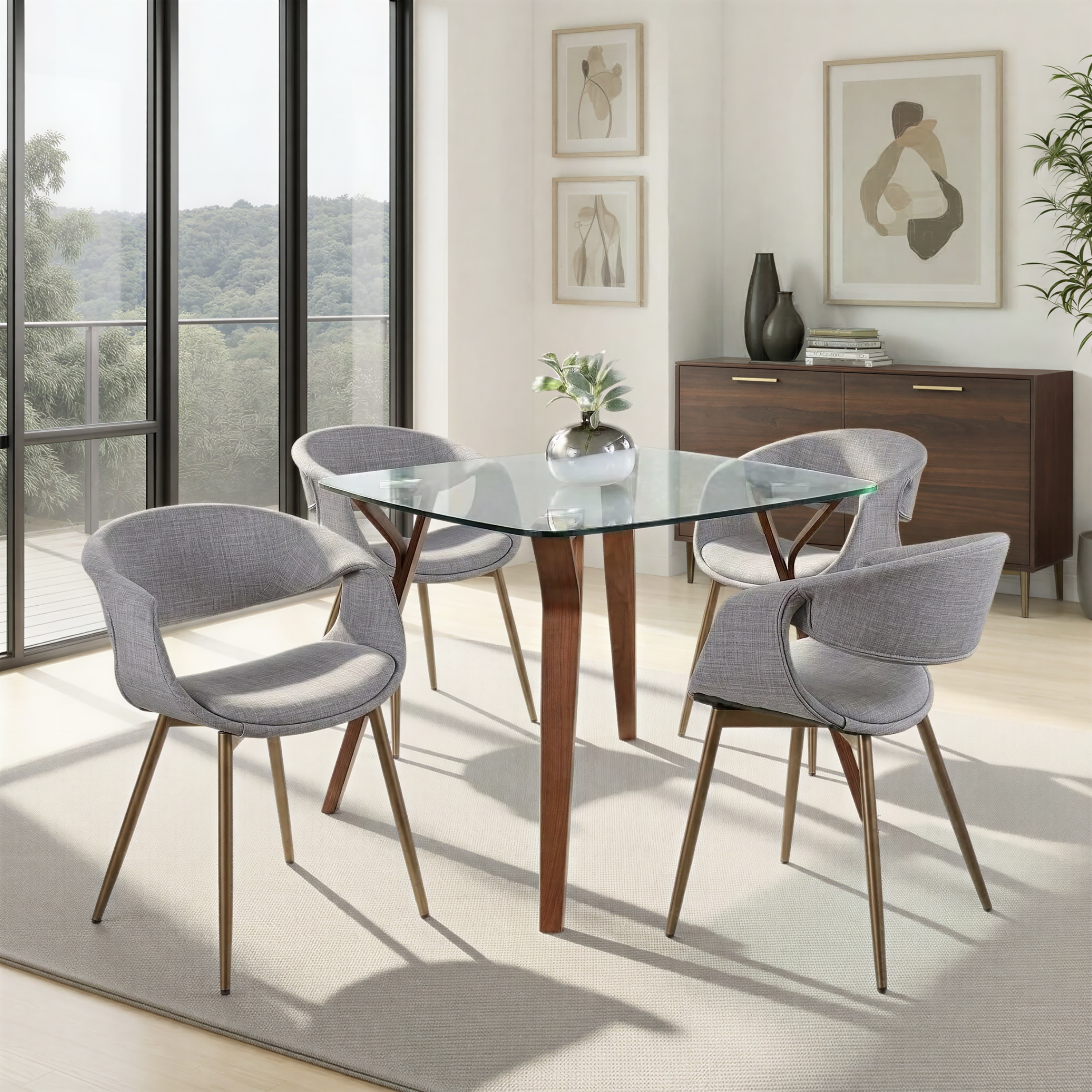 Porch & Den Sauda Upholstered Chair with Tapered Metal Legs (Set of 2)