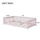 preview thumbnail 14 of 33, Twin Size Floor Bed with Fence and Door, Rubber Wood Frame with Safety Guardrails